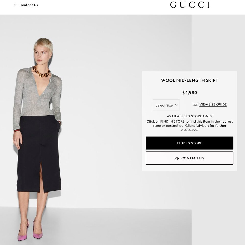 GUCCI black couture wool pencil skirt 44 US 10